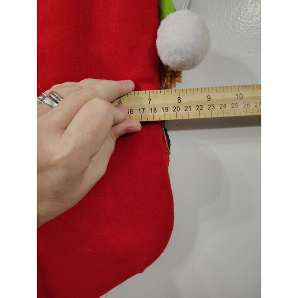 19" Red-Multi Nerdy Reindeer Christmas Stocking w/Eyeglasses, Knit Hat & Scarf - Picture 4 of 5